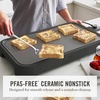 image:imageMartha Stewart 12 x 22 Electric Griddle XL Ceramic NonstickFlat Top Cooking Surface Adjustable Temperature Dial Drip Tray Dishwasher Safe 1500W Fast Even Heating Pancakes amp Eggs Linen CreamCaviar Gray